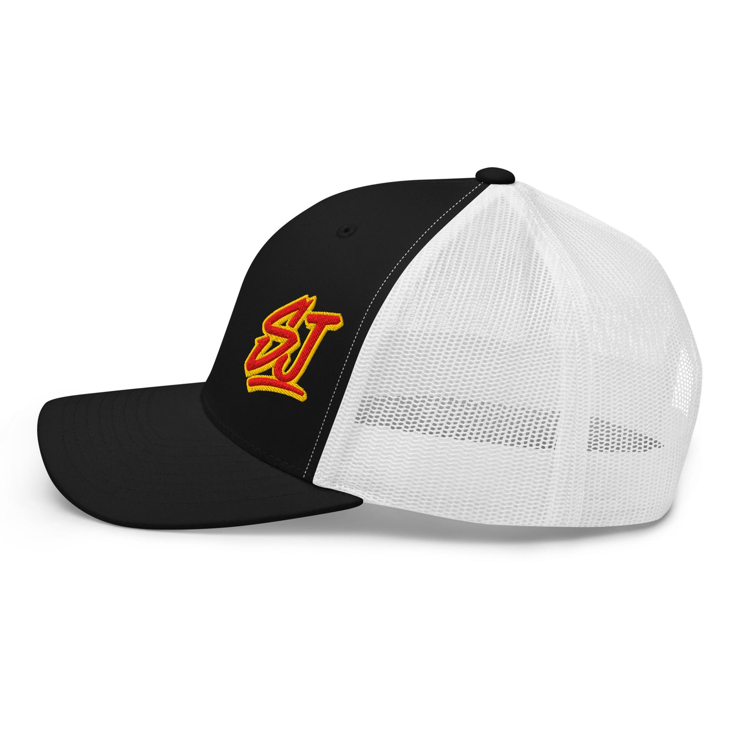 Monogram Logo Trucker Hat, Black/White