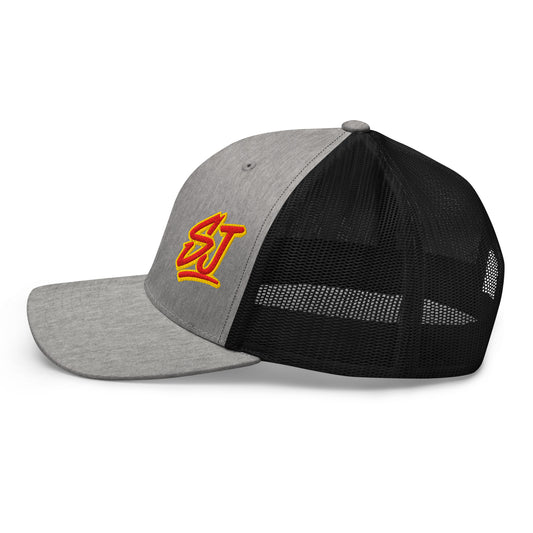 Monogram Logo Trucker Hat, Light Gray/Black