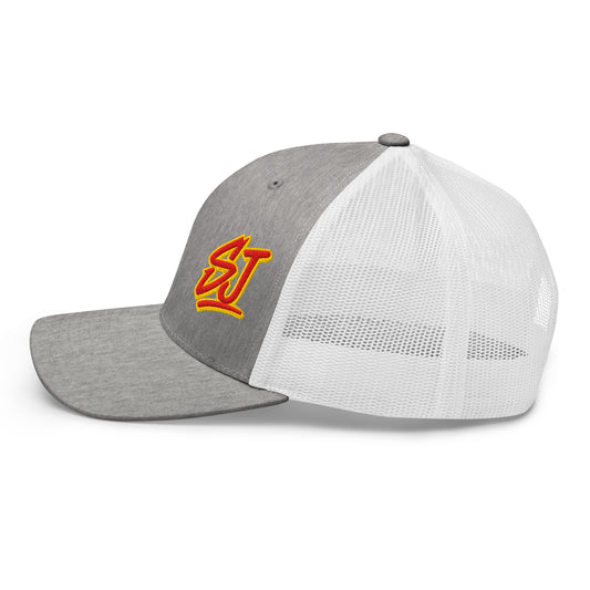 Monogram Logo Trucker Hat, Light Gray/White