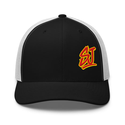 Monogram Logo Trucker Hat, Black/White