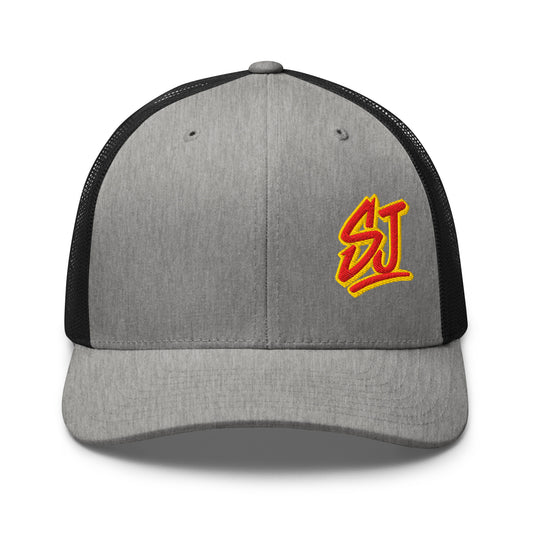 Monogram Logo Trucker Hat, Light Gray/Black