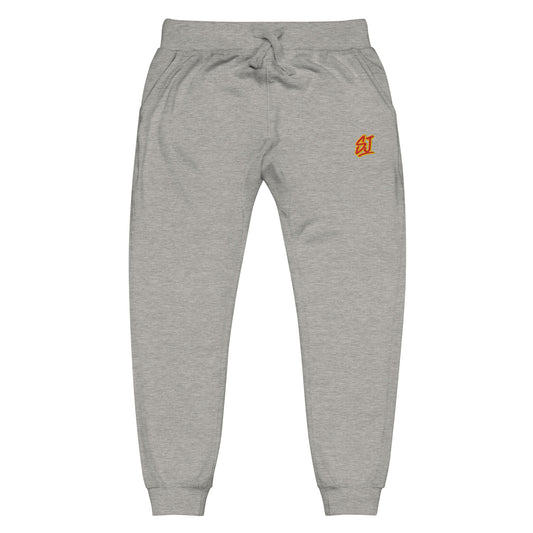 Embroidered Monogram Fleece Joggers, Gray