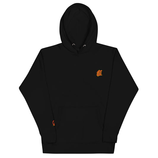 Embroidered Monogram Logo Hooded Sweatshirt, Black