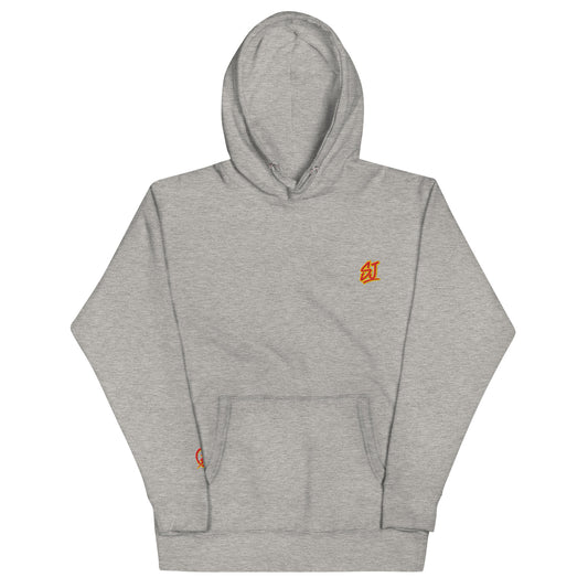Embroidered Monogram Logo Hooded Sweatshirt, Gray