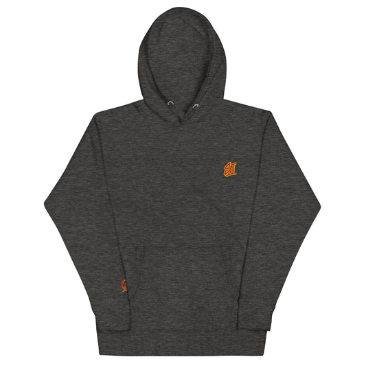 Embroidered Monogram Logo Hooded Sweatshirt, Charcoal