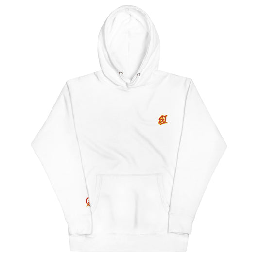 Embroidered Monogram Logo Hooded Sweatshirt, White